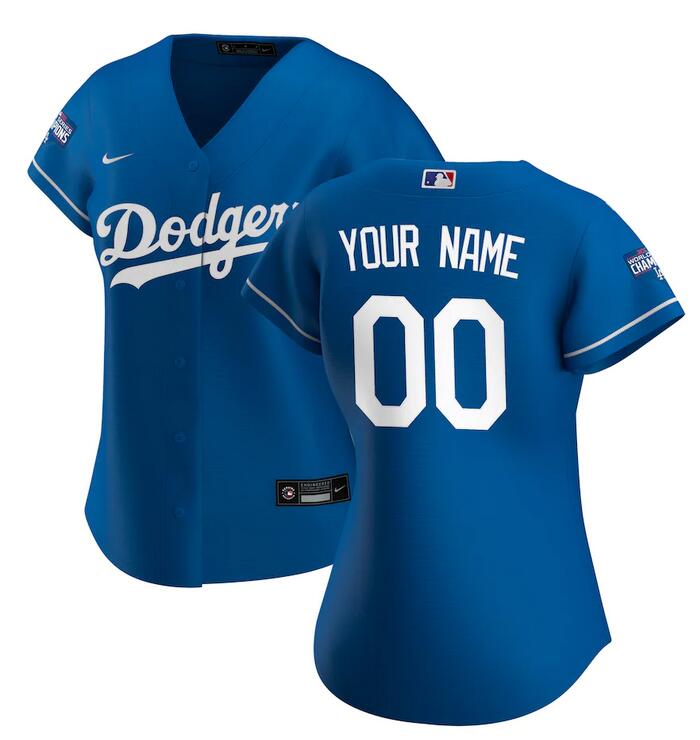 Women Los Angeles Dodgers Nike Royal 2020 World Series Champions Alternate Replica Custom MLB Jersey->los angeles dodgers->MLB Jersey